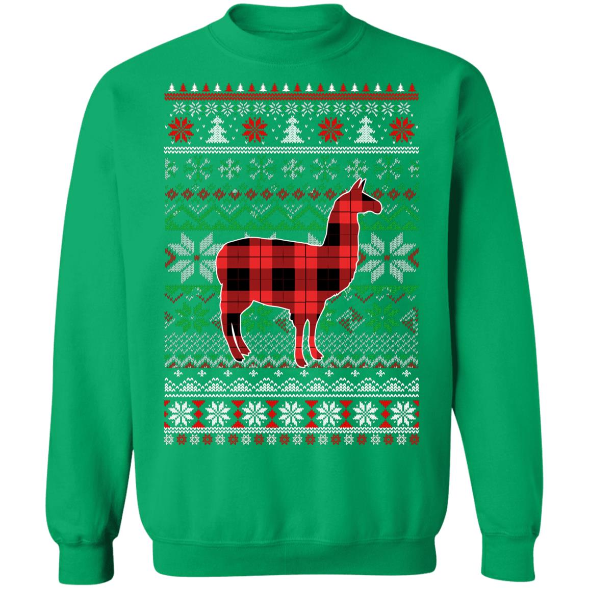 Llama Red Plaid Ugly Christmas Sweater Funny Gifts T-Shirt & Sweatshirt | Teecentury.com
