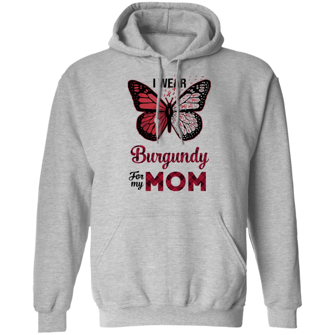 I Wear Burgundy For My Mom Butterfly Multiple Myeloma T-Shirt & Hoodie | Teecentury.com