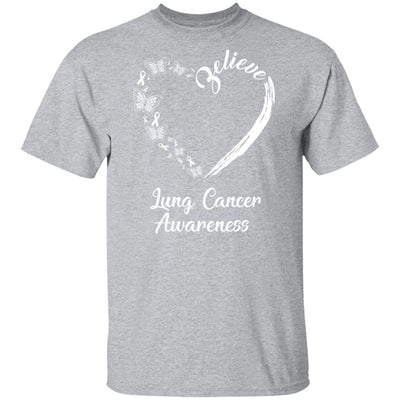 Butterfly Believe Lung Cancer Awareness Ribbon Gifts T-Shirt & Hoodie | Teecentury.com