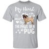 My Heart Is Held By The Paws Of A Pug Lover T-Shirt & Hoodie | Teecentury.com