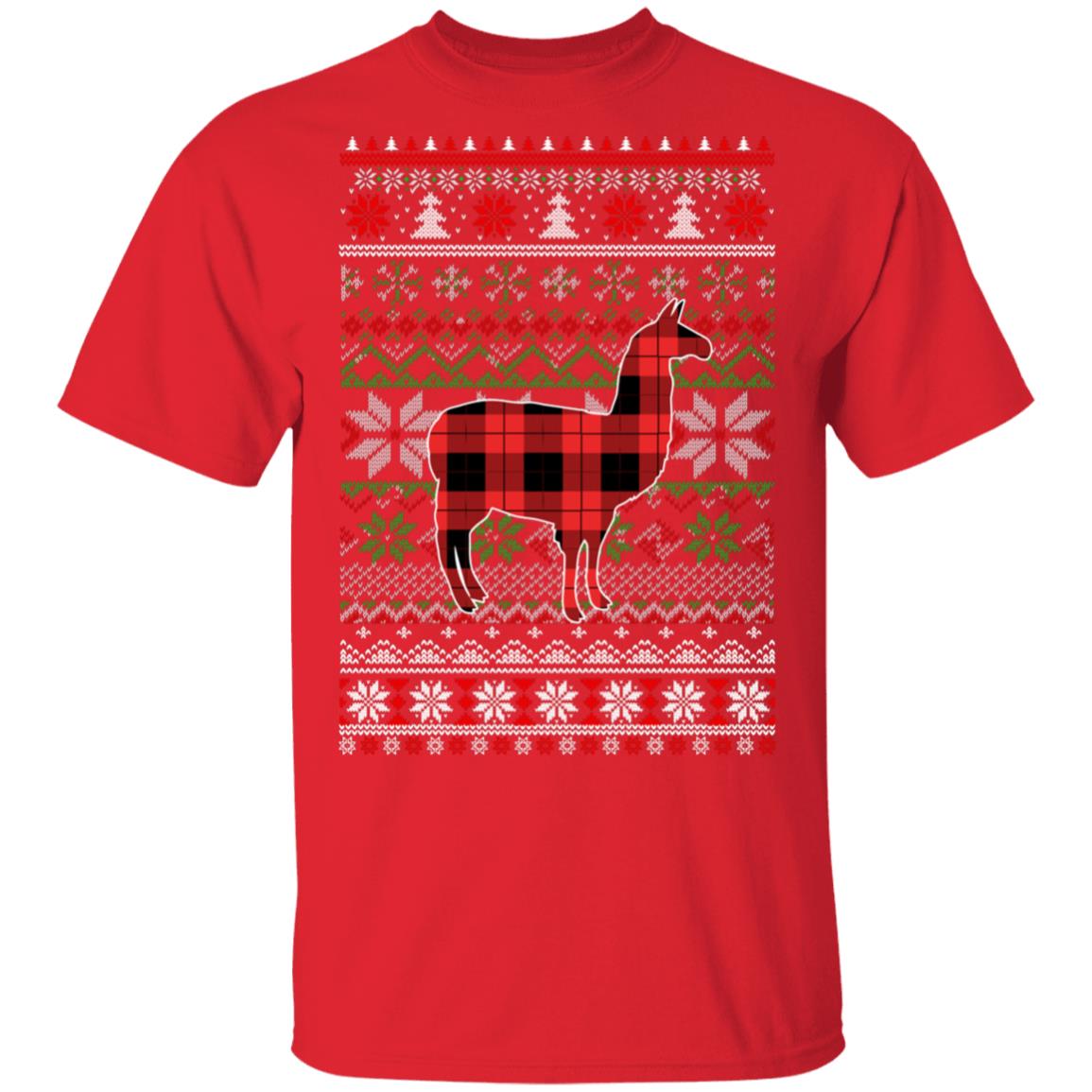 Llama Red Plaid Ugly Christmas Sweater Funny Gifts T-Shirt & Sweatshirt | Teecentury.com