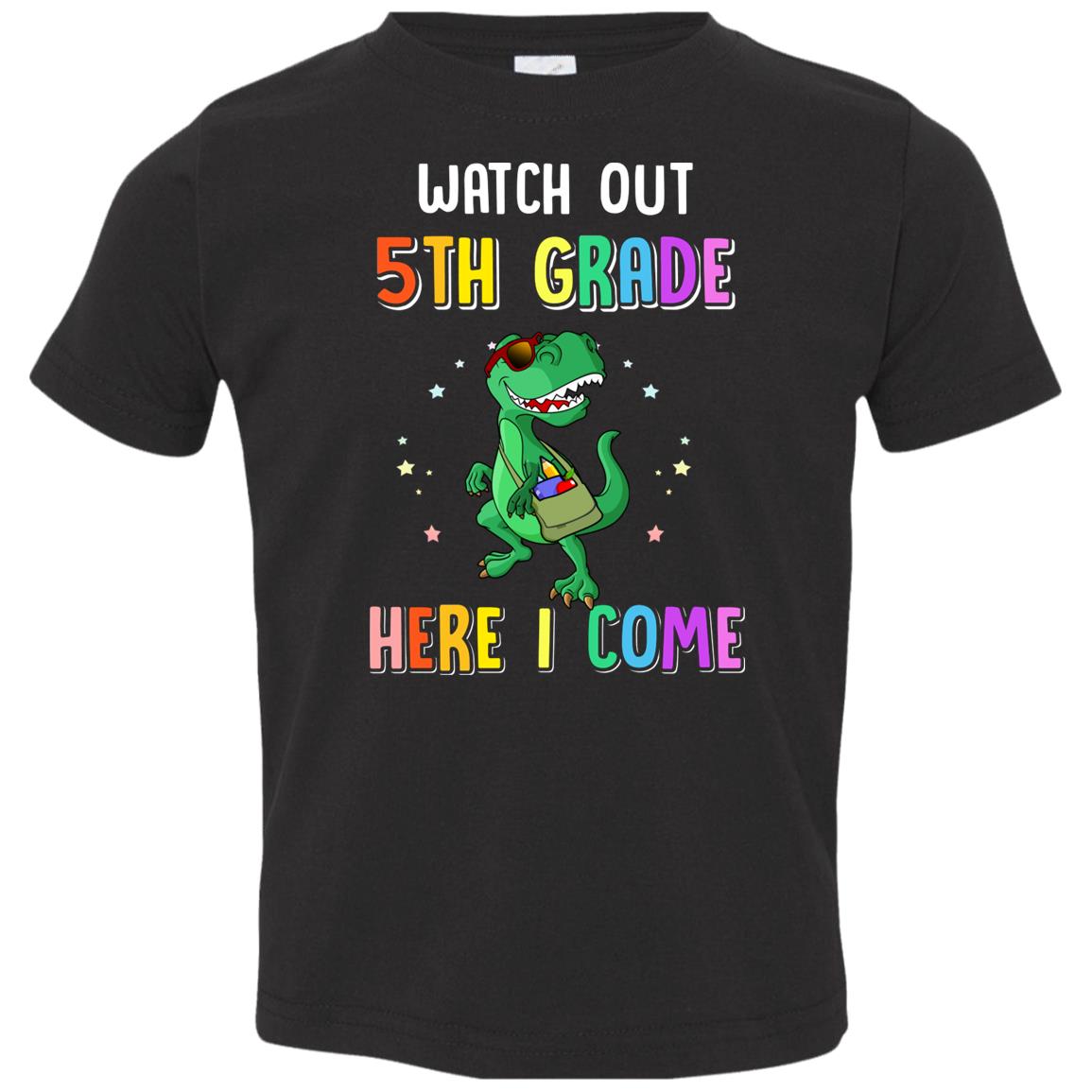 5th Grade Here I Come Dinosaur Back To School Youth Youth Shirt | Teecentury.com