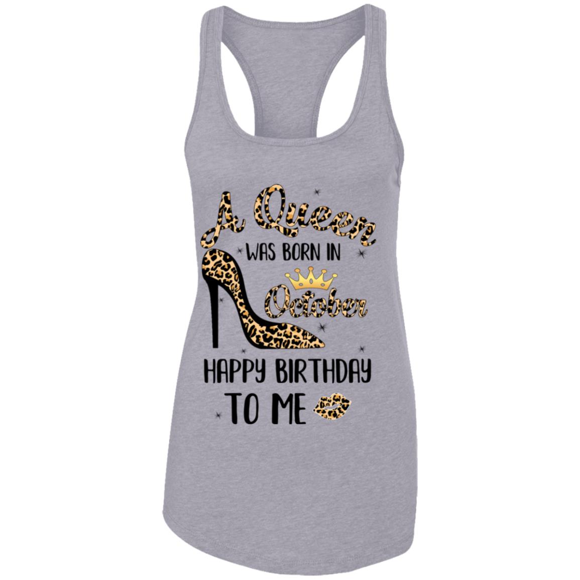 Born In October Girl Leopard High Heels Birthday Women Gift T-Shirt & Tank Top | Teecentury.com