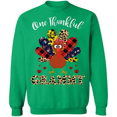 One Thankful Grammy Leopard Turkey Thanksgiving Gift T-Shirt & Sweatshirt | Teecentury.com