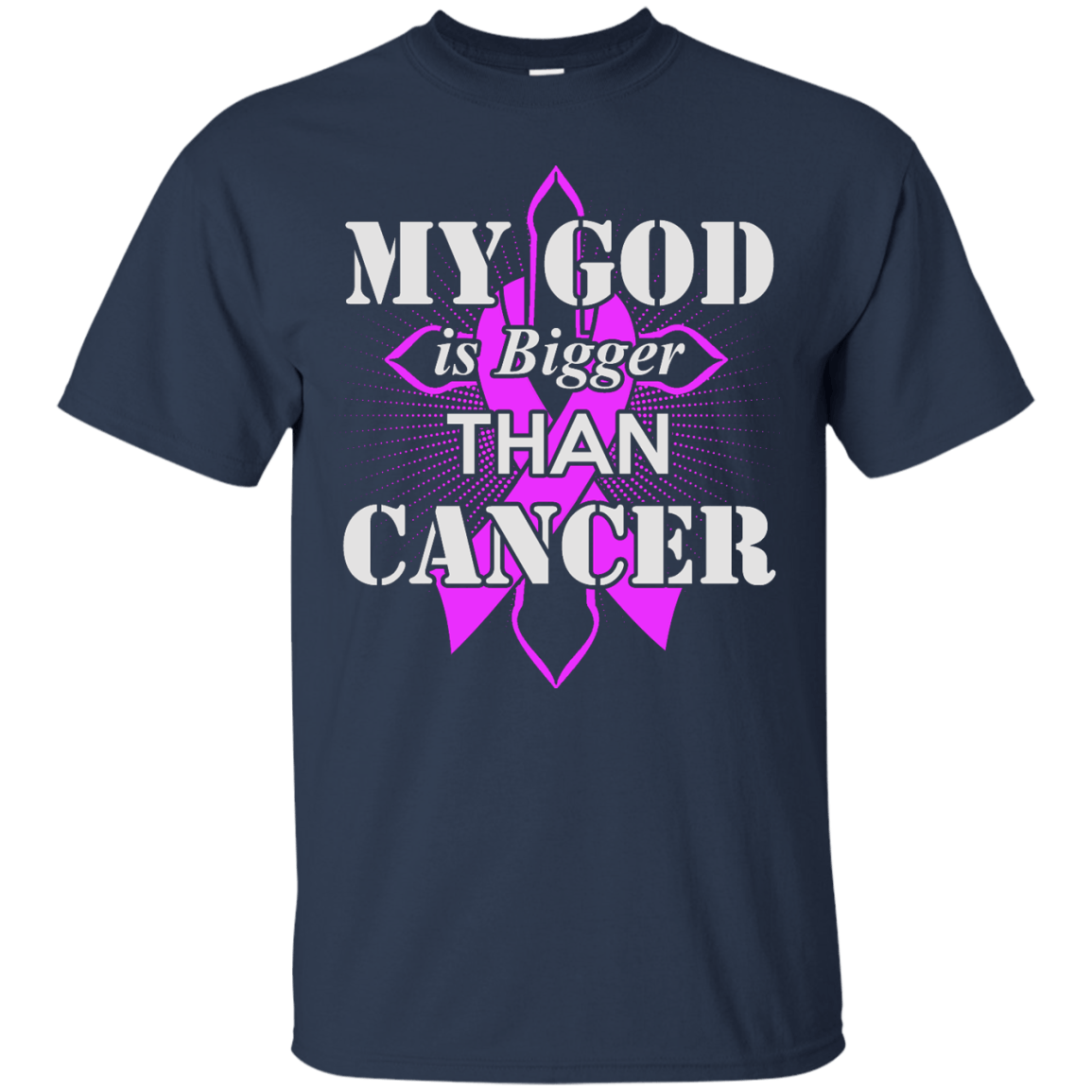 My God Is Bigger Than Cancer Purple Awareness Ribbon T-Shirt & Hoodie | Teecentury.com