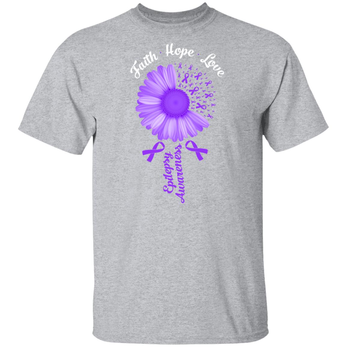 Faith Hope Love Purple Ribbon Epilepsy Awareness T-Shirt & Hoodie | Teecentury.com
