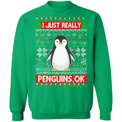 I Just Really Like Penguins Ok Ugly Christmas Sweater T-Shirt & Sweatshirt | Teecentury.com