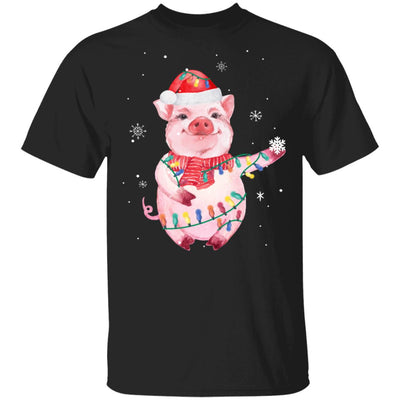 Santa Pig Christmas Lights Pig Lover Christmas Gift T-Shirt & Sweatshirt | Teecentury.com