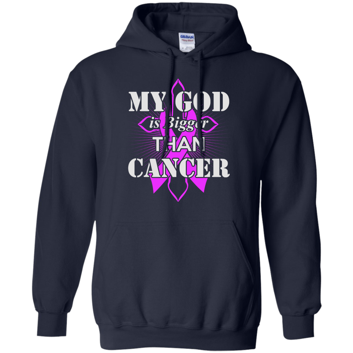 My God Is Bigger Than Cancer Purple Awareness Ribbon T-Shirt & Hoodie | Teecentury.com