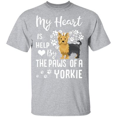 My Heart Is Held By The Paws Of A Yorkie Lover T-Shirt & Hoodie | Teecentury.com