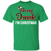 Red Plaid Xmas Drinking Wine Merry Drunk I'm Christmas T-Shirt & Sweatshirt | Teecentury.com