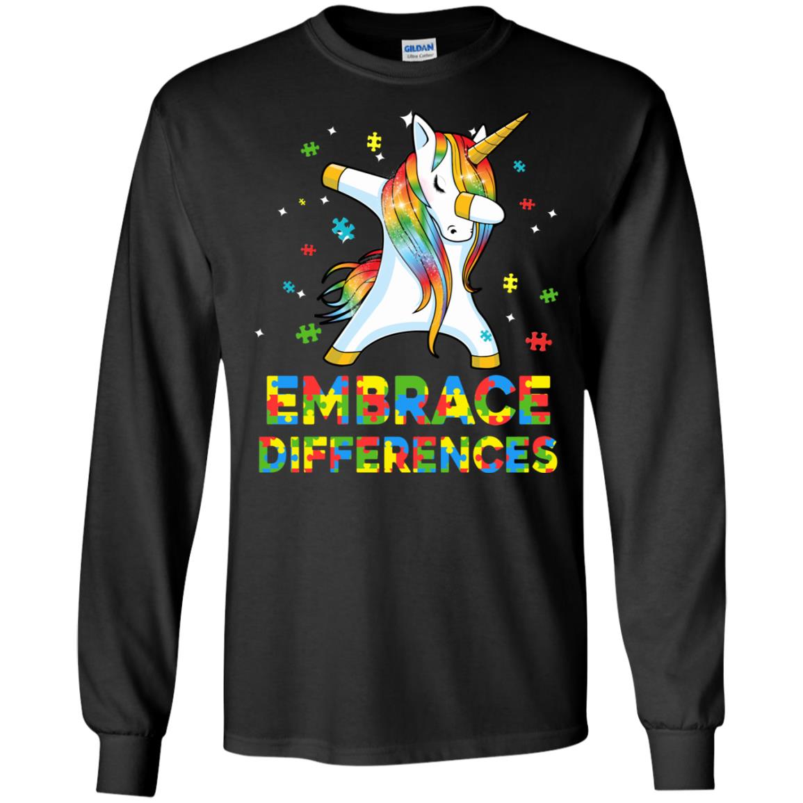 Dabbing Unicorn Autism Awareness Embrace Differences T-Shirt & Hoodie | Teecentury.com