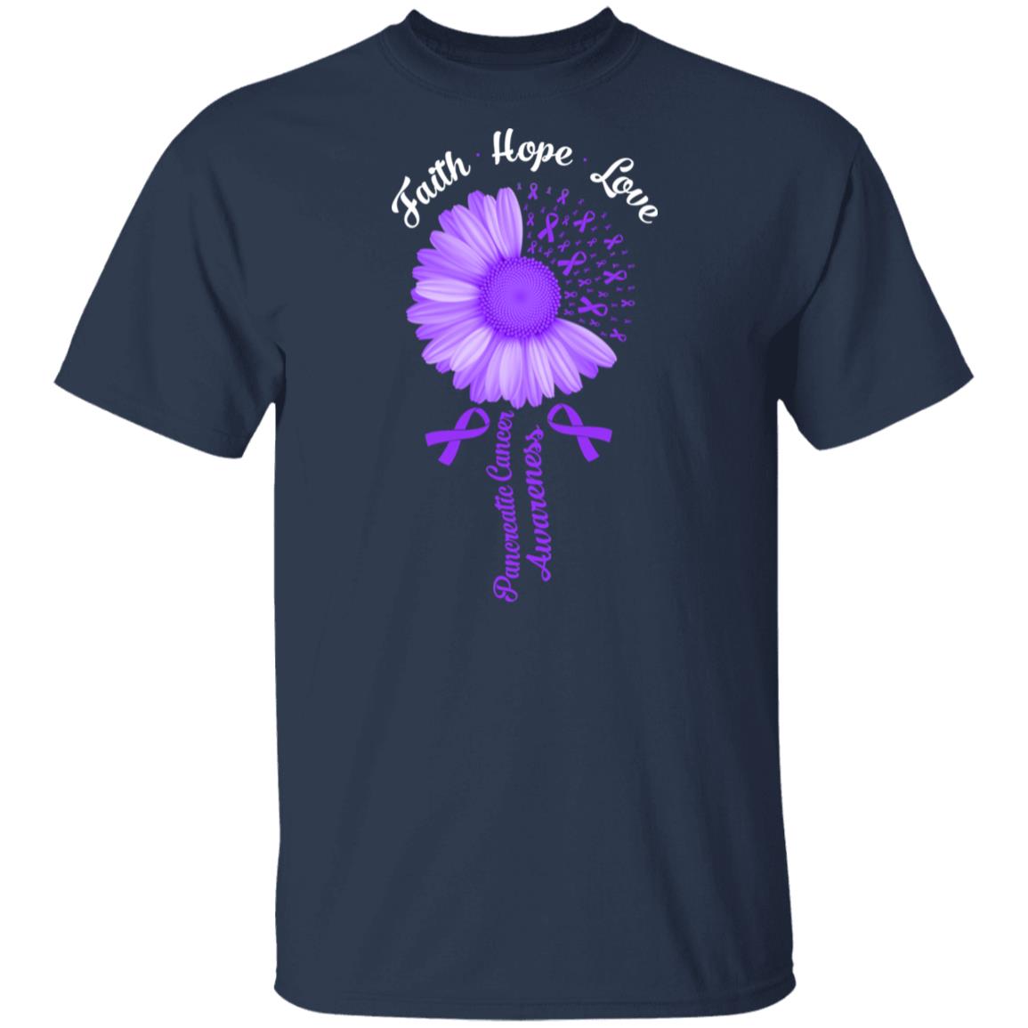 Faith Hope Love Purple Ribbon Pancreatic Cancer Awareness T-Shirt & Hoodie | Teecentury.com