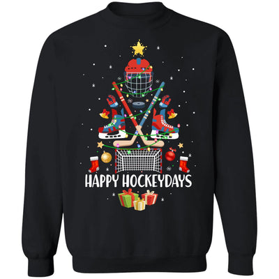 Happy Hockeydays Ice Hockey Christmas Tree Funny Xmas Gift T-Shirt & Sweatshirt | Teecentury.com