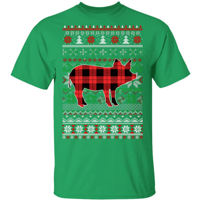 Pig Red Plaid Ugly Christmas Sweater Funny Gifts T-Shirt & Sweatshirt | Teecentury.com