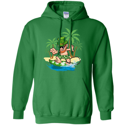 St Patricks Day Hawaiian Leprechaun Surfing T-Shirt & Hoodie | Teecentury.com