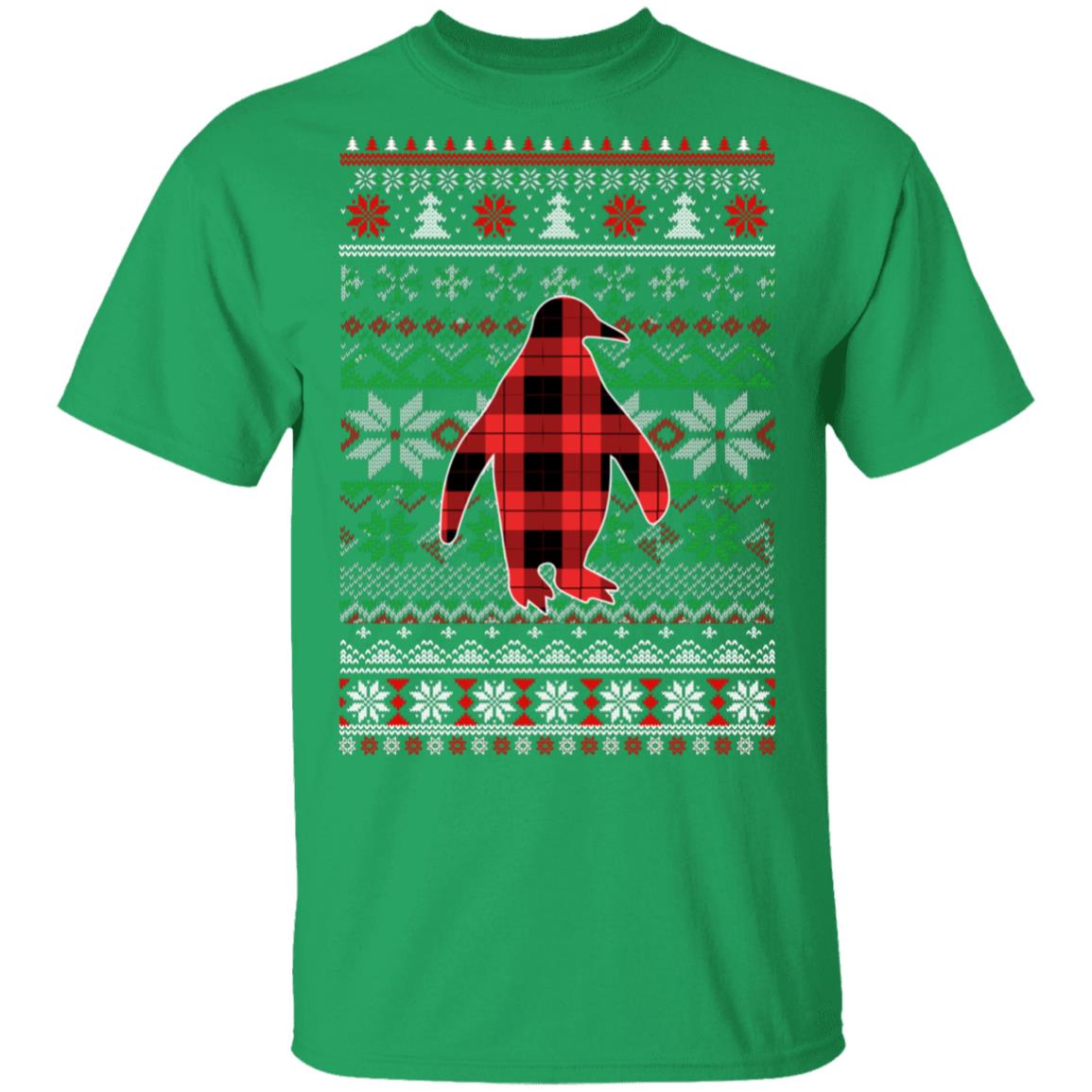 Penguin Red Plaid Ugly Christmas Sweater Funny Gifts T-Shirt & Sweatshirt | Teecentury.com