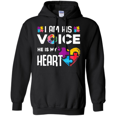 Autism Awareness I Am His Voice He Is My Heart Autism Mom T-Shirt & Hoodie | Teecentury.com