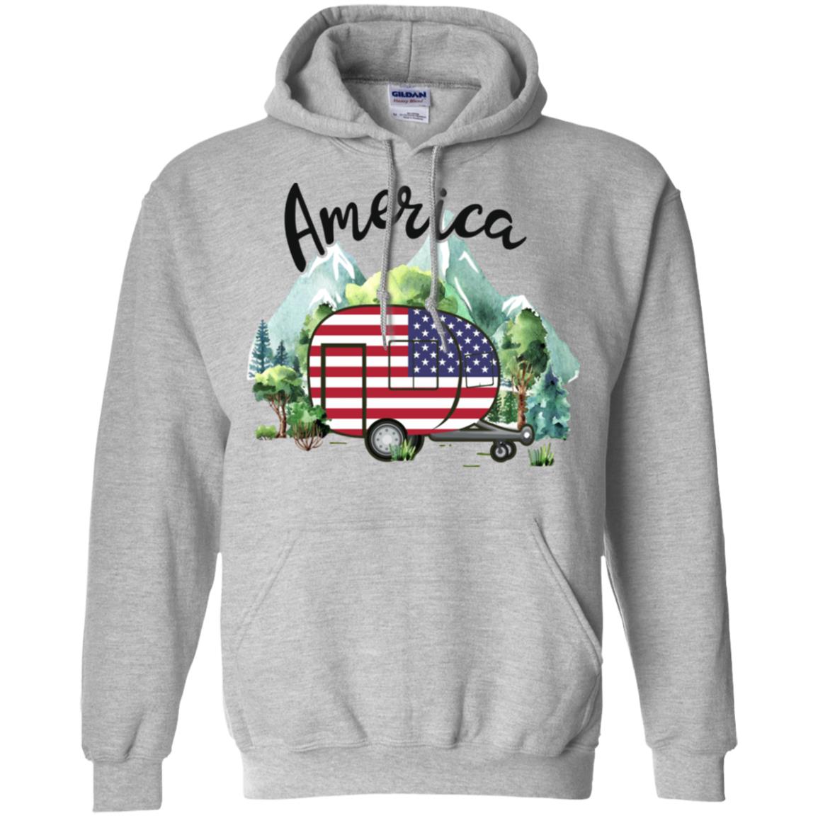 America Camping Camper American Flag Independence Day Gift T-Shirt & Hoodie | Teecentury.com