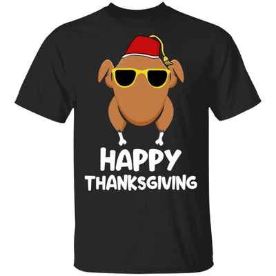 Turkey Head Happy Thanksgiving Glasses Red Hat Funny T-Shirt & Sweatshirt | Teecentury.com