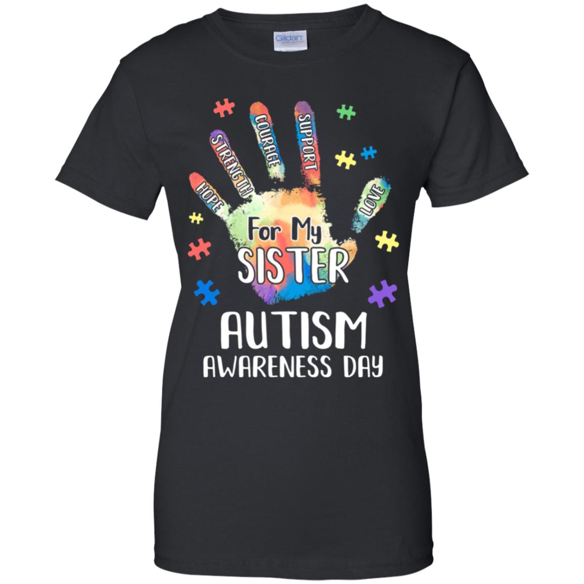 Support Autism Awareness For My Sister Puzzle Gift T-Shirt & Hoodie | Teecentury.com
