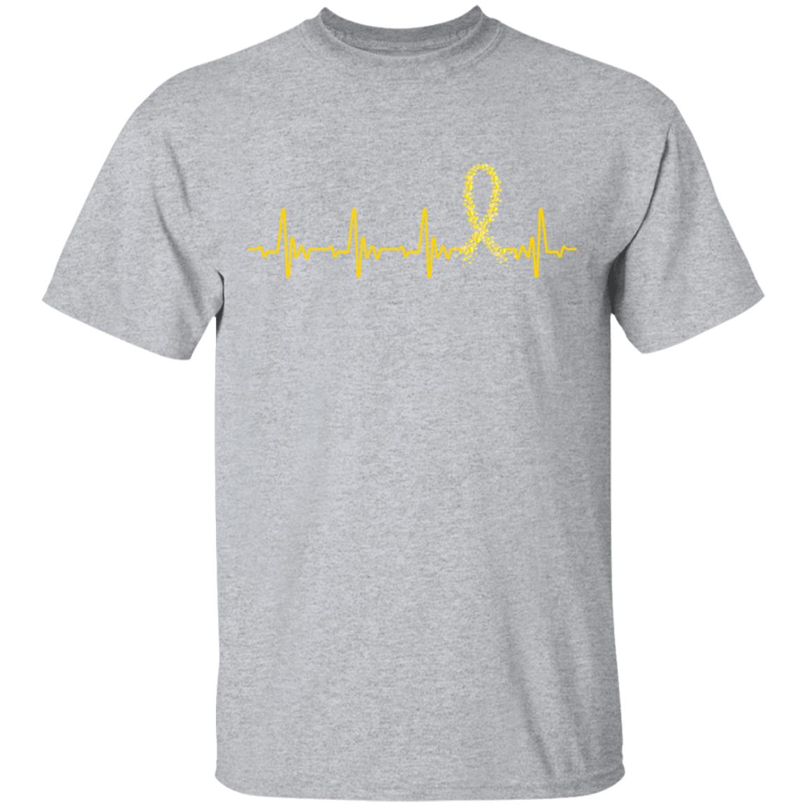 Childhood Cancer Awareness Gold Ribbon Heartbeat T-Shirt & Hoodie | Teecentury.com