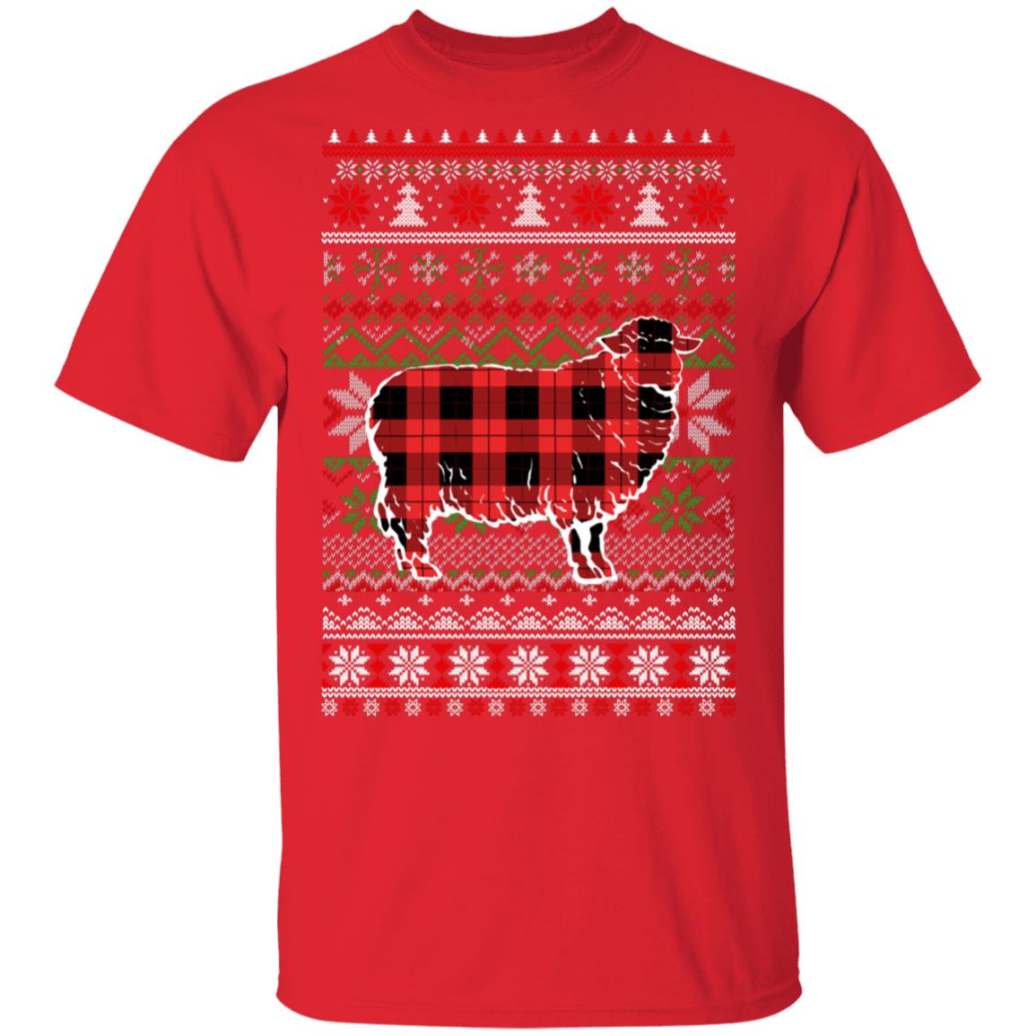 Sheep Red Plaid Ugly Christmas Sweater Funny Gifts T-Shirt & Sweatshirt | Teecentury.com