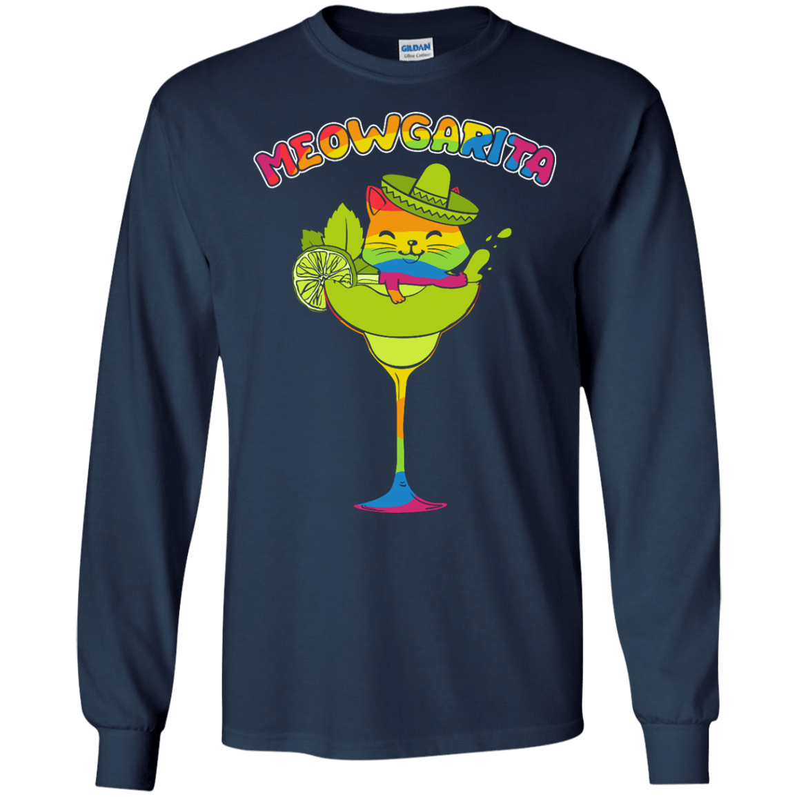 Rainbow Meowgarita Margarita Cat Lover T-Shirt & Hoodie | Teecentury.com