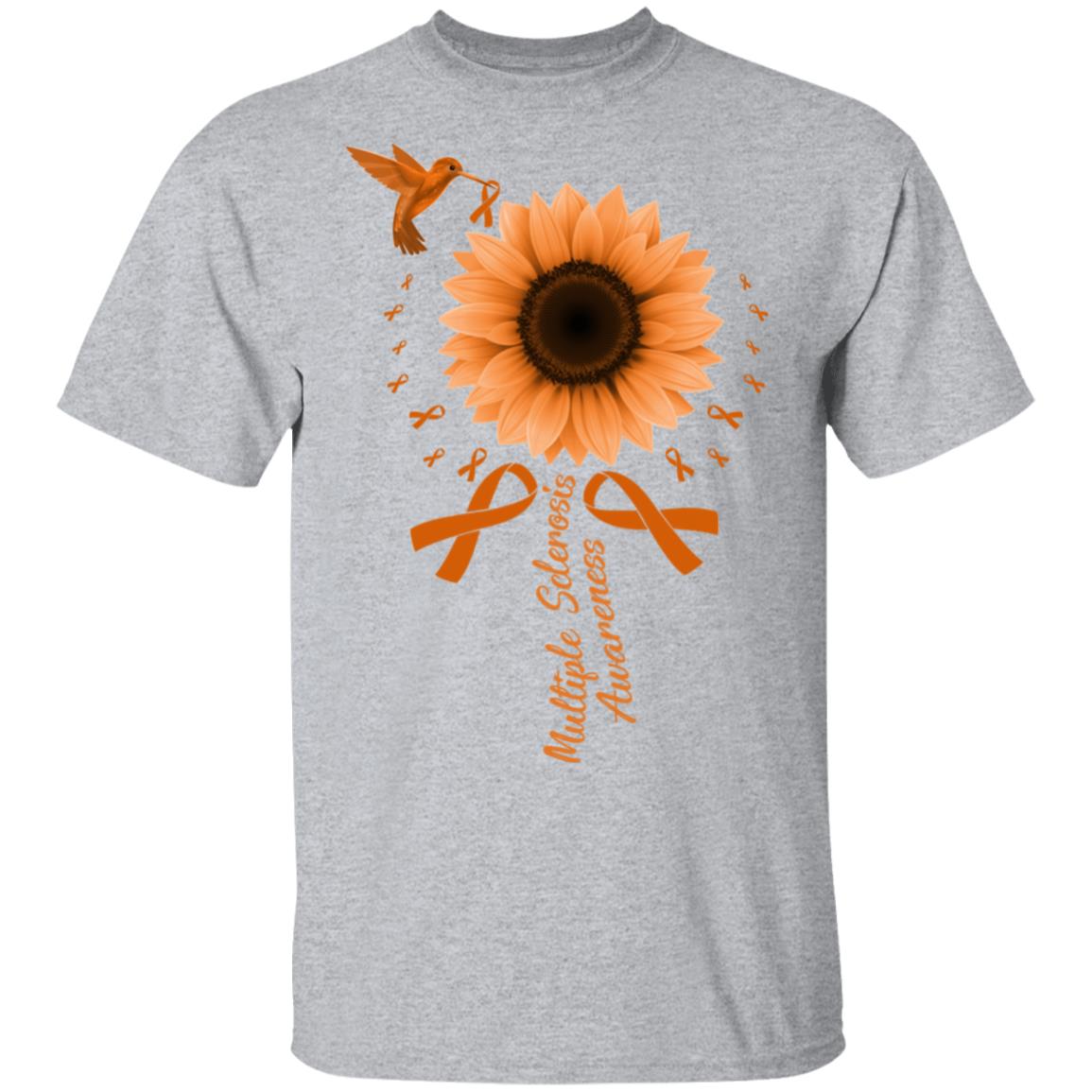 Hummingbird Sunflower Orange Multiple Sclerosis Awareness T-Shirt & Hoodie | Teecentury.com