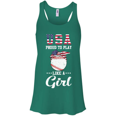 Usa Proud To Play Like A Girl Baseball T-Shirt & Tank Top | Teecentury.com