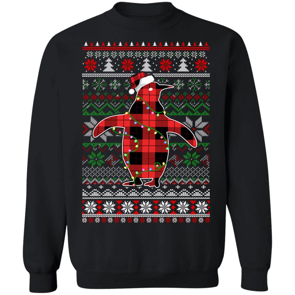 Red Plaid Buffalo Penguin Pajamas Family Christmas Sweater T-Shirt & Sweatshirt | Teecentury.com