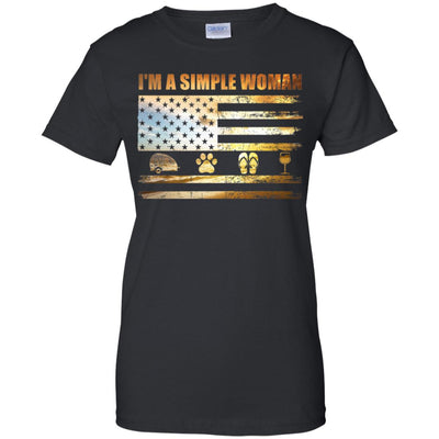 I'm A Simple Woman Love Camping Dog Flip Flop And Wine T-Shirt & Tank Top | Teecentury.com