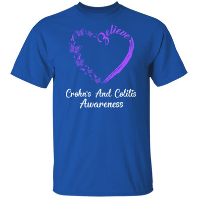 Butterfly Believe Crohn's And Colitis Awareness Ribbon Gifts T-Shirt & Hoodie | Teecentury.com