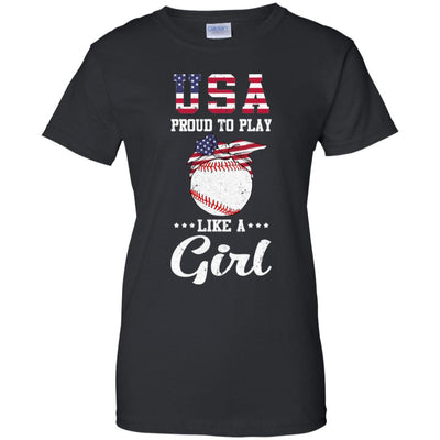 Usa Proud To Play Like A Girl Baseball T-Shirt & Tank Top | Teecentury.com