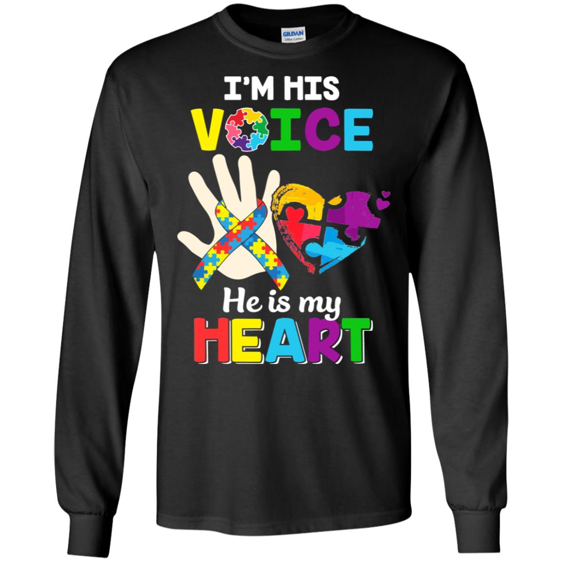 I'm His Voice He Is My Heart Dad Mom Autism Awareness T-Shirt & Hoodie | Teecentury.com