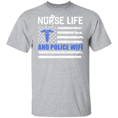 Nurse Life And Police Wife American Flag Vintage Women Gift T-Shirt & Hoodie | Teecentury.com