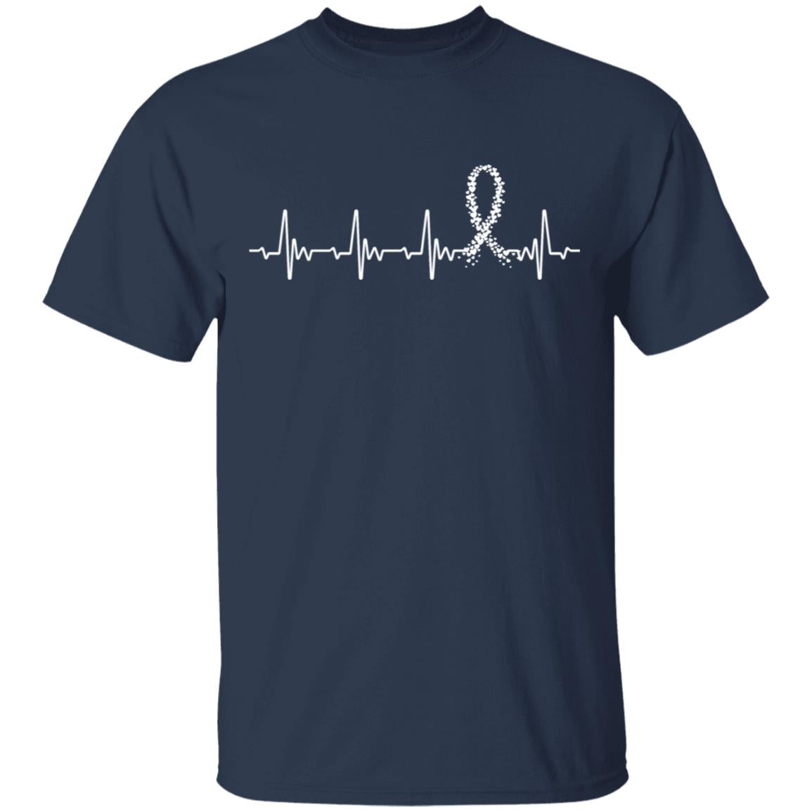 Lung Cancer Awareness White Ribbon Heartbeat T-Shirt & Hoodie | Teecentury.com
