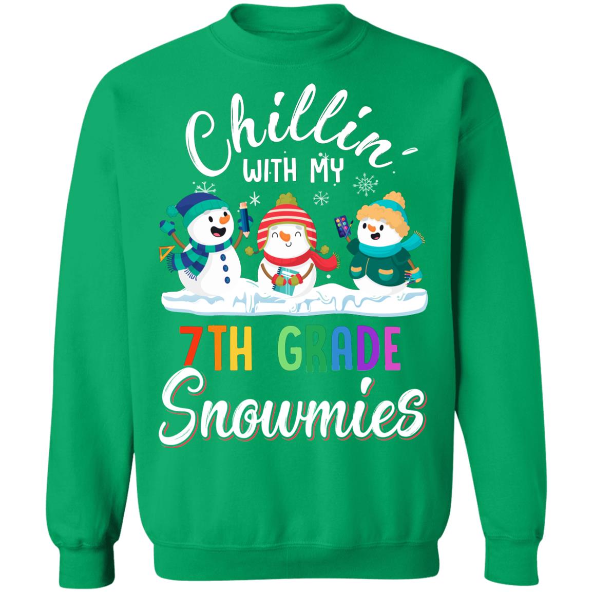 Chillin' With 7th Grade Snowmies Christmas Teacher Gifts T-Shirt & Sweatshirt | Teecentury.com