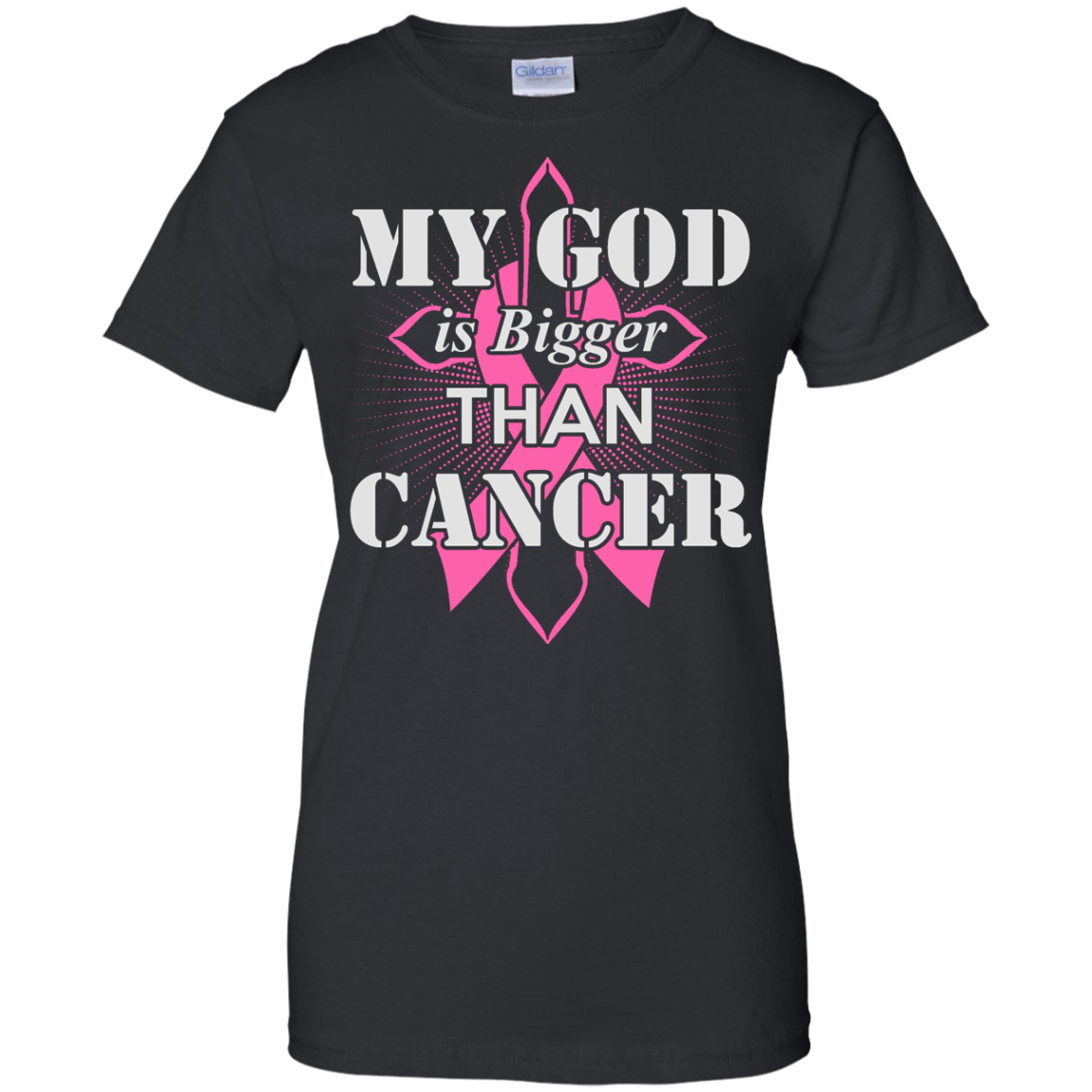 My God Is Bigger Than Cancer Pink Awareness Ribbon T-Shirt & Hoodie | Teecentury.com