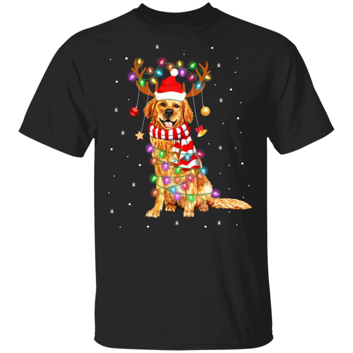 Cute Golden Retriever Christmas Lights Reindeer Pajamas T-Shirt & Sweatshirt | Teecentury.com