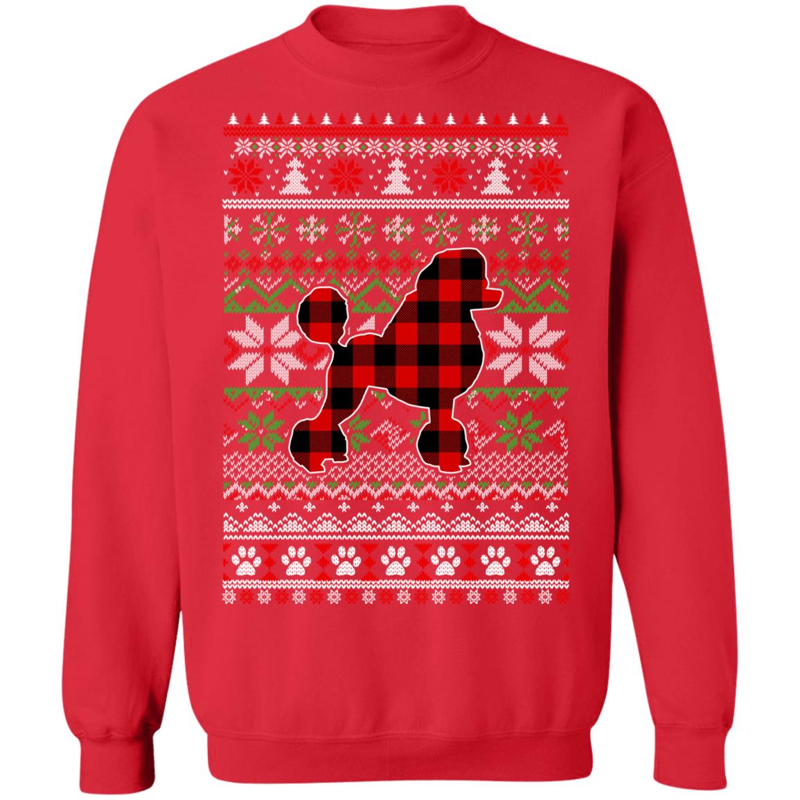 Poodle Red Plaid Ugly Christmas Sweater Gifts T-Shirt & Sweatshirt | Teecentury.com