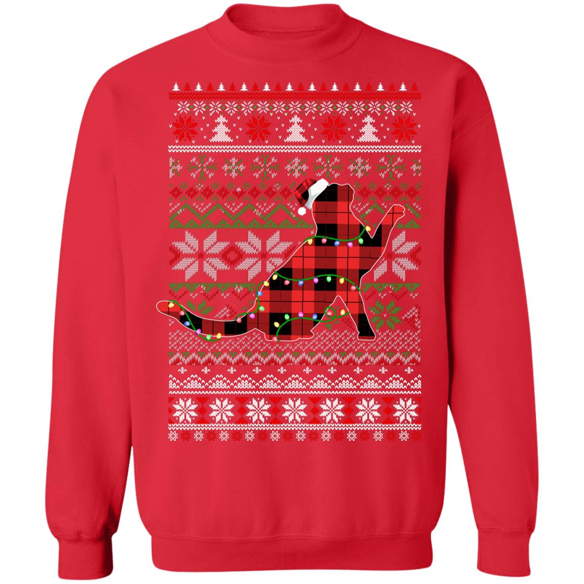 Red Plaid Buffalo Cat Pajamas Family Christmas Sweater T-Shirt & Sweatshirt | Teecentury.com