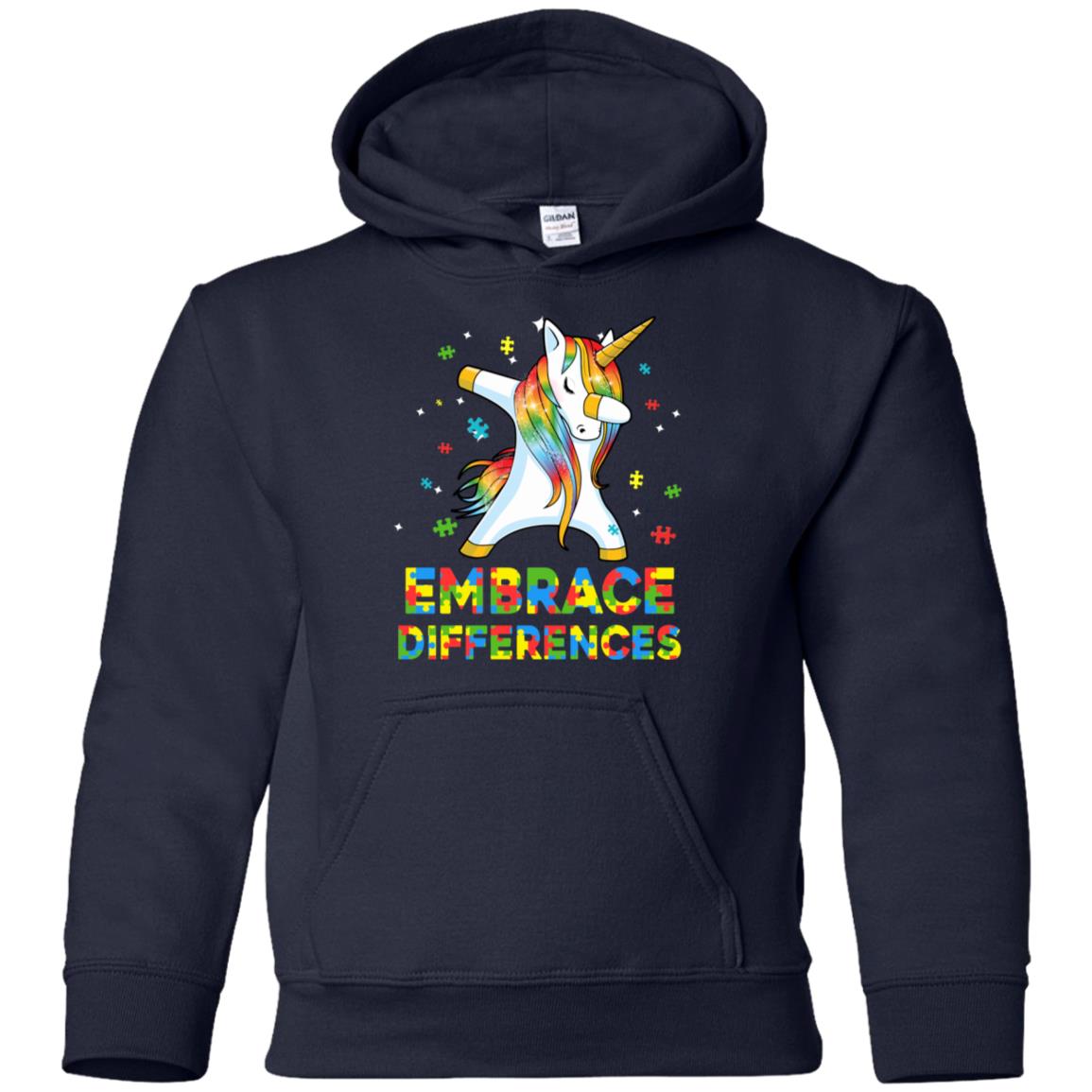 Dabbing Unicorn Autism Awareness Embrace Differences Youth Youth Shirt | Teecentury.com