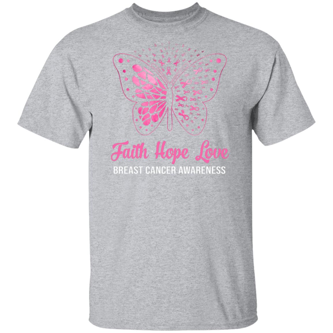 Faith Hope Love Pink Butterfly Breast Cancer Awareness T-Shirt & Hoodie | Teecentury.com