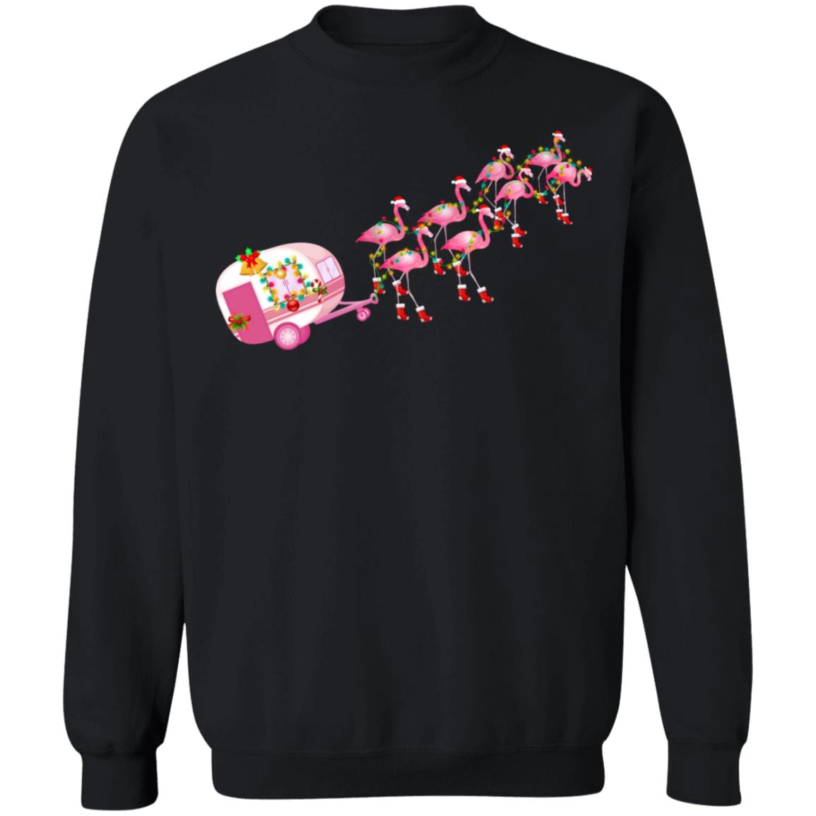 Flamingo Camper Christmas Santa Gift For Glamping Holiday T-Shirt & Sweatshirt | Teecentury.com