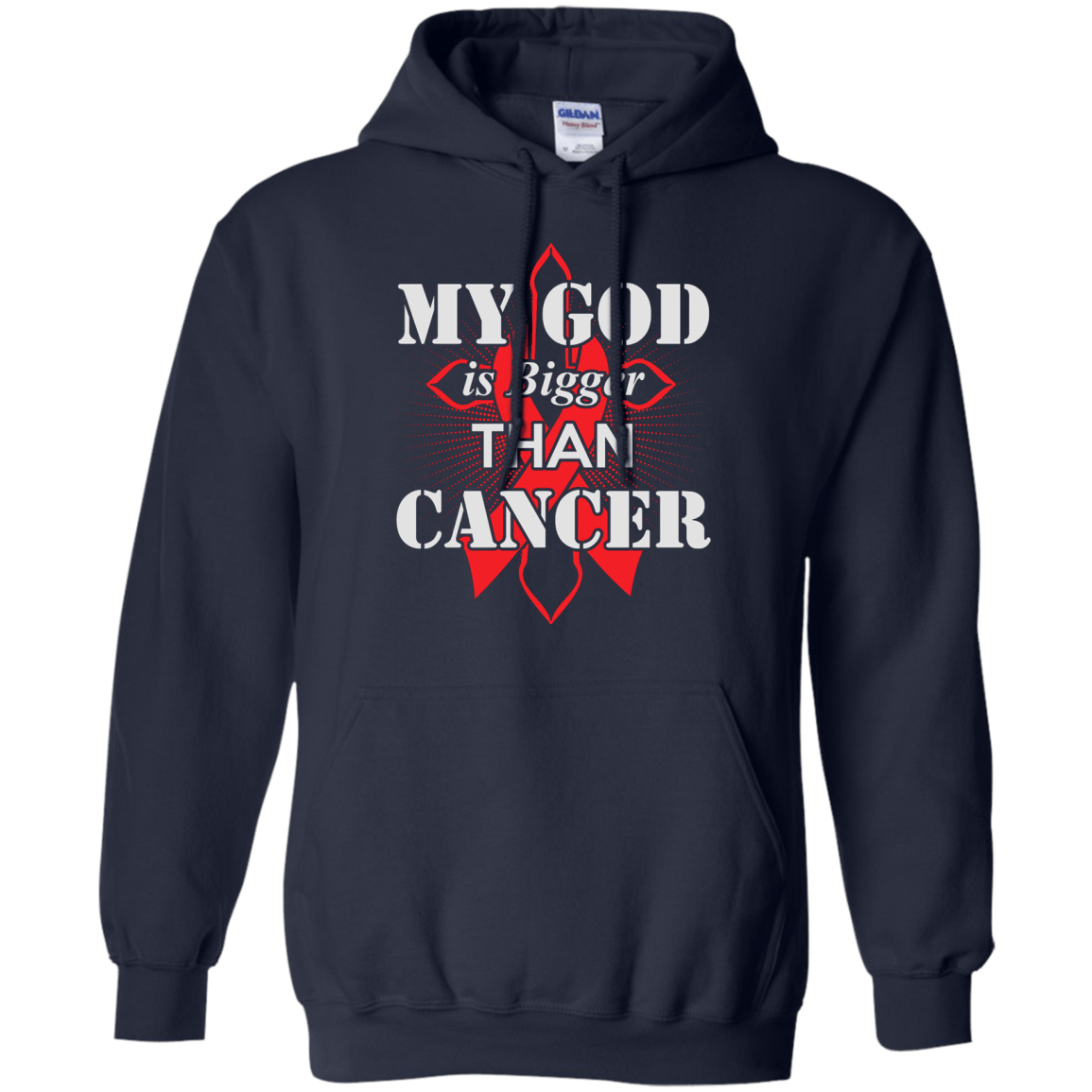 My God Is Bigger Than Cancer Red Awareness Ribbon T-Shirt & Hoodie | Teecentury.com