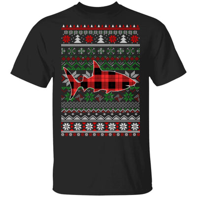 Shark Red Plaid Ugly Christmas Sweater Funny Gifts T-Shirt & Sweatshirt | Teecentury.com