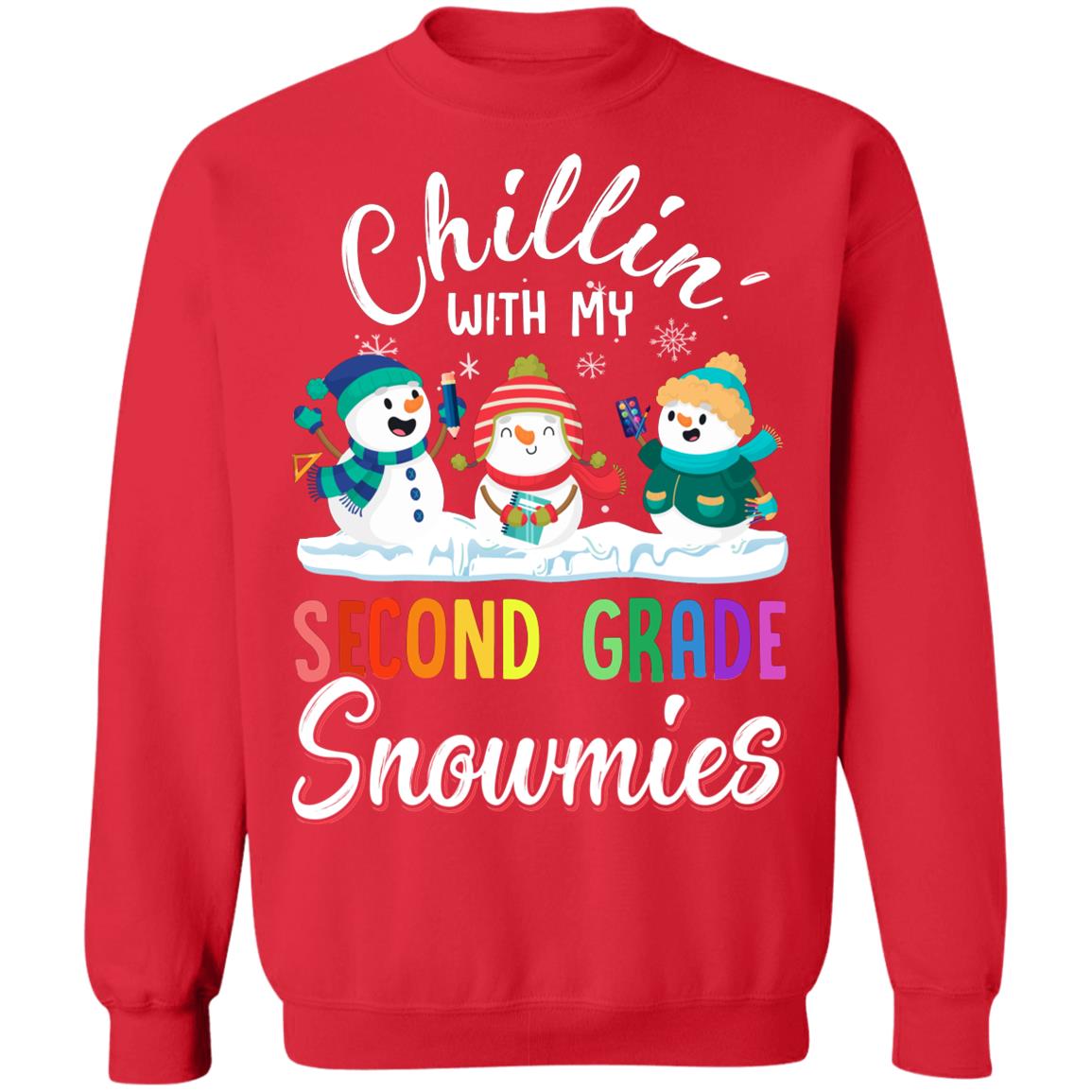 Chillin' With Second Grade Snowmies Christmas Teacher Gifts T-Shirt & Sweatshirt | Teecentury.com
