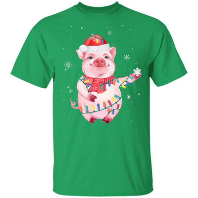 Santa Pig Christmas Lights Pig Lover Christmas Gift T-Shirt & Sweatshirt | Teecentury.com