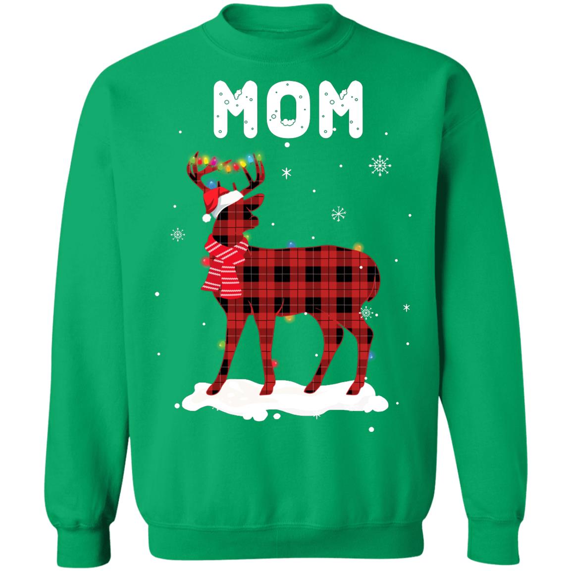 Mom Deer Red Plaid Christmas Family Matching Pajamas T-Shirt & Sweatshirt | Teecentury.com